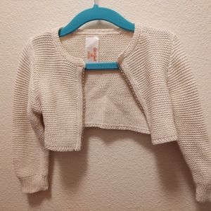 Ivory cardigan crop top with sparkle seam holiday party christmas new year party